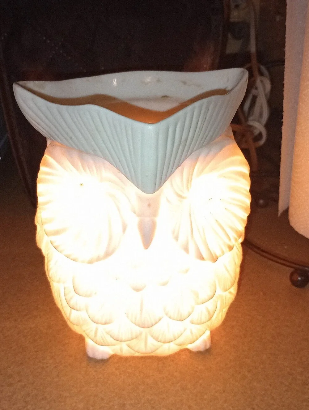 Scentsy White Owl Ceramic Wax Warmer - Decorative Home Art